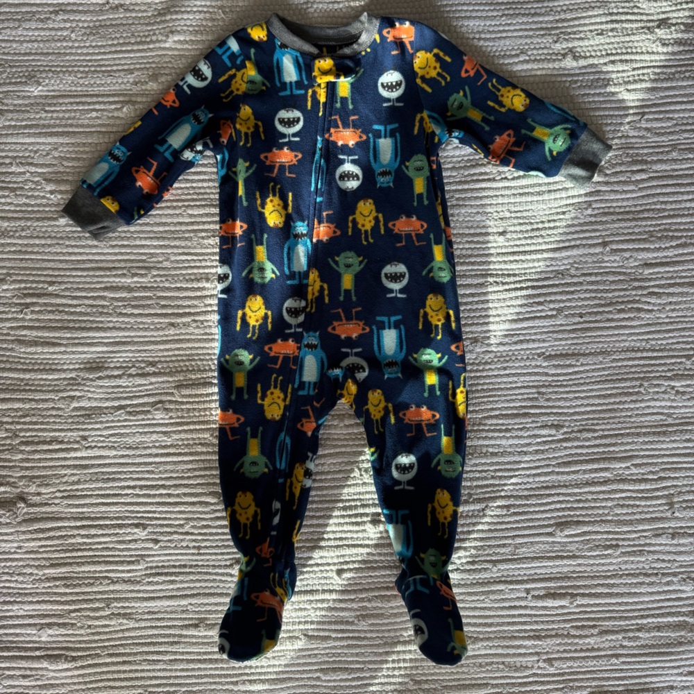 Carter's Blue and Gray Footies with Space Theme